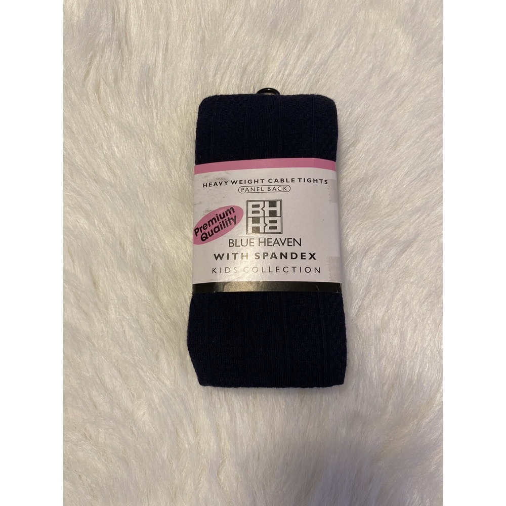 Blue Heaven Heavy Weight‎ Cable Tights Girls Size 7-10 Blue Color Footed